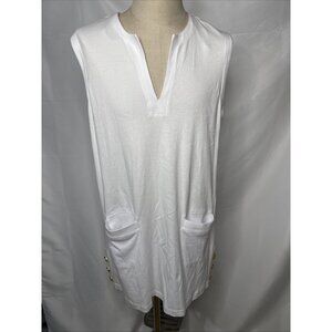 Ralph Lauren Beach Swim Cover Up Dress XL Pool Beach White Gold Buttons Pockets